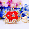 Metal Resin Keychain Diamondencrusted Princess Pumpkin Car Shape Cute Creative Pendant For Women