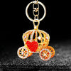 Metal Resin Keychain Diamondencrusted Princess Pumpkin Car Shape Cute Creative Pendant For Women