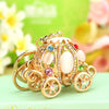 Metal Resin Keychain Diamondencrusted Princess Pumpkin Car Shape Cute Creative Pendant For Women