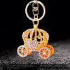 Metal Resin Keychain Diamondencrusted Princess Pumpkin Car Shape Cute Creative Pendant For Women