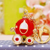 Metal Resin Keychain Diamondencrusted Princess Pumpkin Car Shape Cute Creative Pendant For Women
