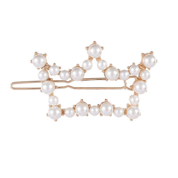 Metal Retro Geometric Rhinestone Star Moon Pearl Women's Hair Accessories Electroplating Hairpin