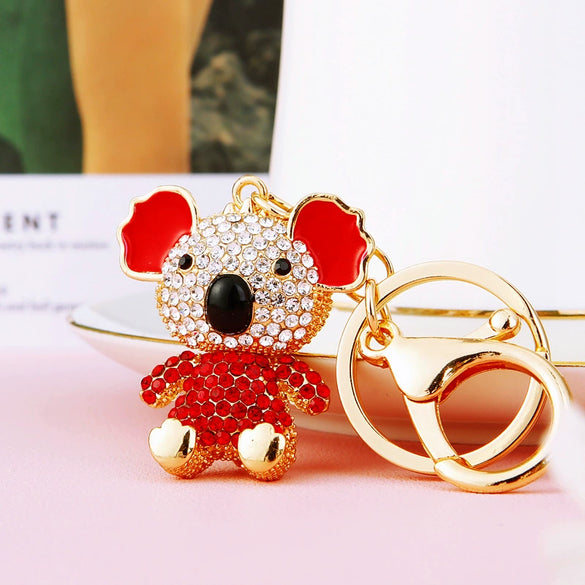 Metal Rhinestone Koala Bear Car Key Chain And Women's Bag Pendant