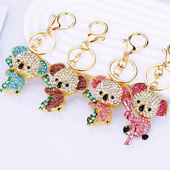 Metal Rhinestone Koala Bear Car Key Chain And Women's Bag Pendant