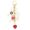 Metal Rhinestone Pearl Pomegranate Flower Keychain Light Luxury Style For Female