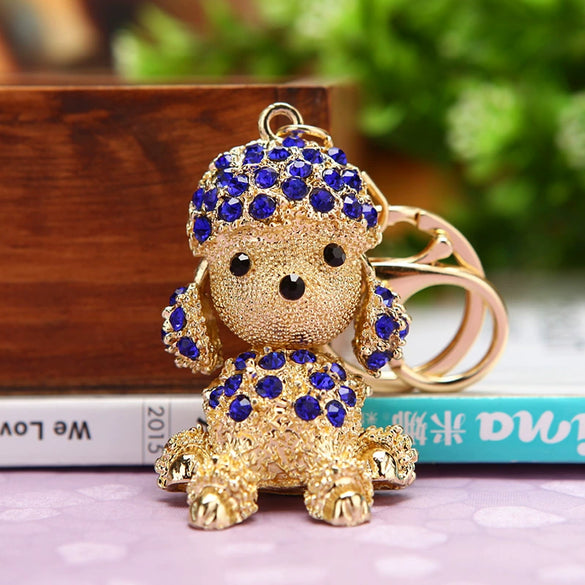 Metal Rhinestone Puppy Cartoon Key Chain For Women's Bag Pendant
