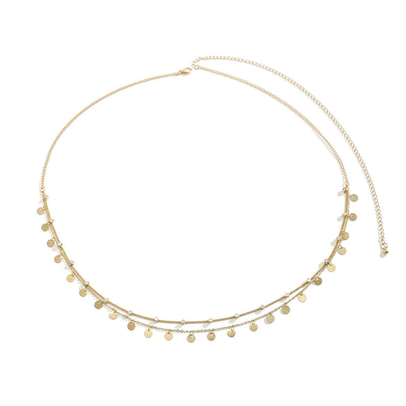Metal Rhinestone Sequins Electroplating Waist Chain For Women