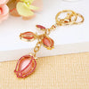 Metal Rhinestone Tulip Women's Keychain Plush Ball Bag Pendant