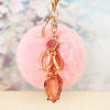 Metal Rhinestone Tulip Women's Keychain Plush Ball Bag Pendant