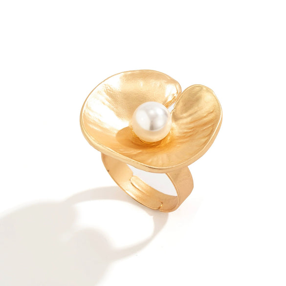 Metal Ring Women's Alloy Geometric Flower Style Electroplating Hand Ornament