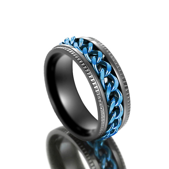 Metal Rotatable Ring Stainless Steel Geometric Hip Hop Style Electroplating