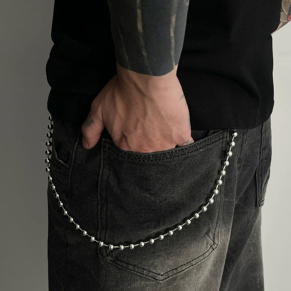 Metal Round Bead Pants Chain Punk Style Boys Hiphop Waist Chain Accessories