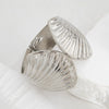 Metal Scallop Spring Open Bracelet With Electroplating Exaggerated Shell And Wide Striped Design Personalized Style