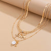 Metal Sequin Butterfly Imitation Pearl Alloy Clavicle Necklace With Animal Zodiac Pattern And Electroplating Design