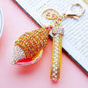 Metal Shell Pearl Conch Car Keychain With Diamond Encrustment For Men And Women As Bag Pendant And Gift