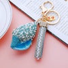 Metal Shell Pearl Conch Car Keychain With Diamond Encrustment For Men And Women As Bag Pendant And Gift