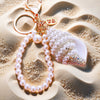 Metal Shell Pearl Conch Car Keychain With Diamond Encrustment For Men And Women As Bag Pendant And Gift