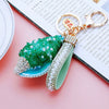 Metal Shell Pearl Conch Car Keychain With Diamond Encrustment For Men And Women As Bag Pendant And Gift