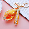 Metal Shell Pearl Conch Car Keychain With Diamond Encrustment For Men And Women As Bag Pendant And Gift