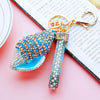Metal Shell Pearl Conch Car Keychain With Diamond Encrustment For Men And Women As Bag Pendant And Gift