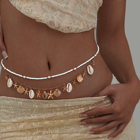 Metal Shell Starfish Pendant Waist Chain Stacking Style Female