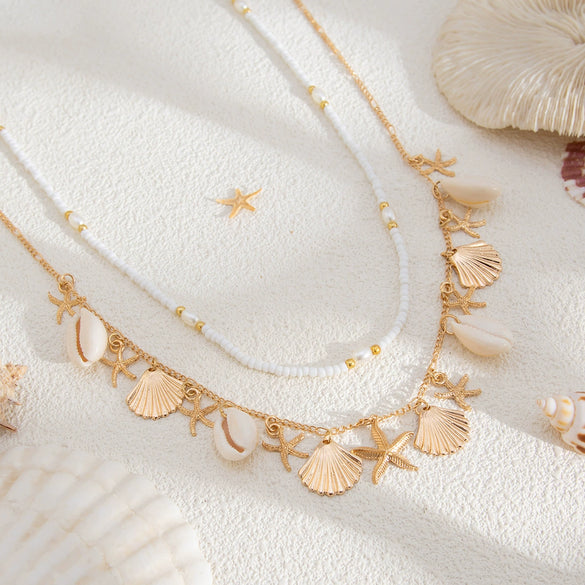 Metal Shell Starfish Pendant Waist Chain Stacking Style Female