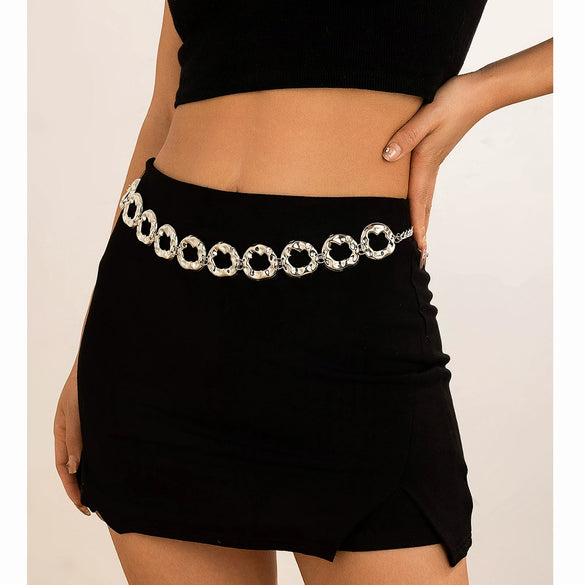 Metal Simple Pleated Ring Body Chain For Female