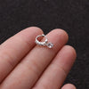 Metal Small Earrings For Cartilage Piercing Inlaid With Zircon And Flower Pattern For Women