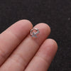 Metal Small Earrings For Cartilage Piercing Inlaid With Zircon And Flower Pattern For Women