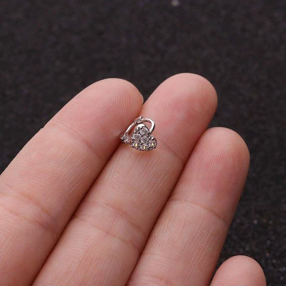 Metal Small Earrings For Cartilage Piercing Inlaid With Zircon And Flower Pattern For Women