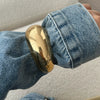 Metal Smooth Spring Buckle Bracelet With Knock Pattern And Electroplating For Women