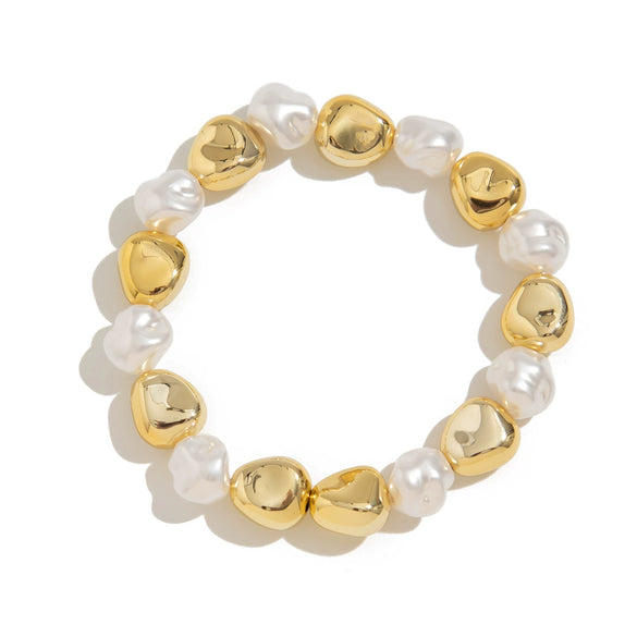 Metal Smooth Water Drop Hug Irregular Imitation Pearl Bracelet With Electroplating Process And Fashion Trend Design