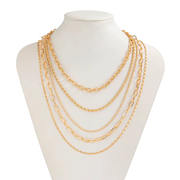 Metal Snake Bone Chain Geometric Style Necklace For Women Electroplated
