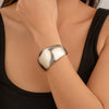 Metal Snake Stripe Wide Open Bracelet For Women Niche Style Electroplated