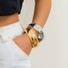 Metal Snake Stripe Wide Open Bracelet For Women With Niche Style And Electroplating Process