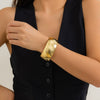 Metal Snake Stripe Wide Open Bracelet For Women With Niche Style And Electroplating Process