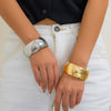 Metal Snake Stripe Wide Open Bracelet For Women With Niche Style And Electroplating Process