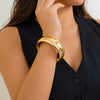 Metal Snake Stripe Wide Open Bracelet For Women With Niche Style And Electroplating Process