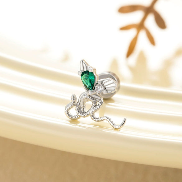 Metal Snakeshaped Doubleheaded Screw Ear Nail With Bow Pattern Electroplated For Women