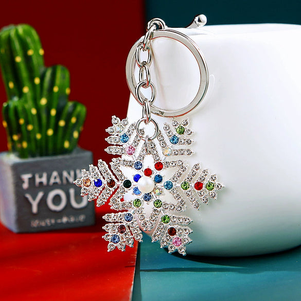 Metal Snowflake Women's Keychain And Bag Pendant For Christmas