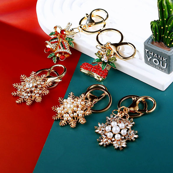 Metal Snowflake Women's Keychain And Bag Pendant For Christmas