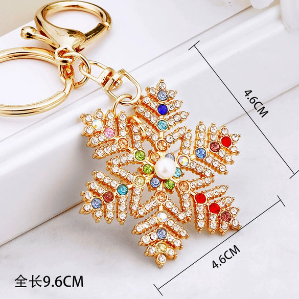 Metal Snowflake Women's Keychain And Bag Pendant For Christmas