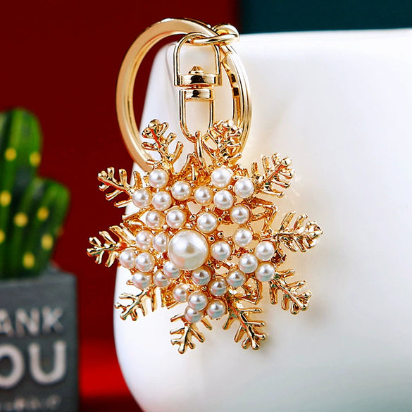 Metal Snowflake Women's Keychain And Bag Pendant For Christmas