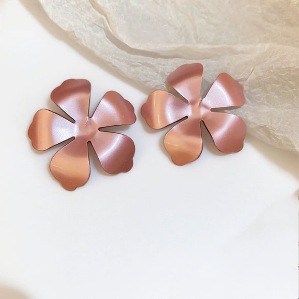 Metal Spraypainted Flower Earrings Simple And Cool Style