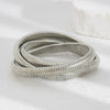 Metal Spring Bracelet Punk Stacked Multilayer Geometric Ins Style For Women With Big Pearl And Electroplating