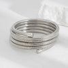 Metal Spring Bracelet Punk Stacked Multilayer Geometric Ins Style For Women With Big Pearl And Electroplating