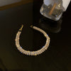 Metal Square Geometric Diamondencrusted Zircon Open Bracelet
