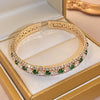 Metal Square Geometric Diamondencrusted Zircon Open Bracelet