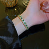 Metal Square Geometric Diamondencrusted Zircon Open Bracelet