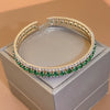 Metal Square Geometric Diamondencrusted Zircon Open Bracelet